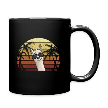 Années 80, style rétro, alpaga et lunettes de soleil Hipster L - Mug uni - noir - Droite