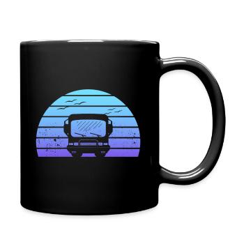 Classic Motorhome Silhouette at Sunset Gift - Full Colour Mug - black - Right