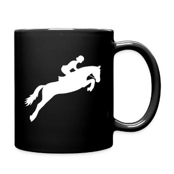 Cheval de saut d'obstacles - Cheval cadeau - Mug uni - noir - Droite