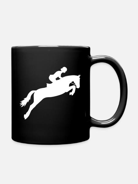 Show jumping horseback jumping - horse gift - Full Colour Mug - black