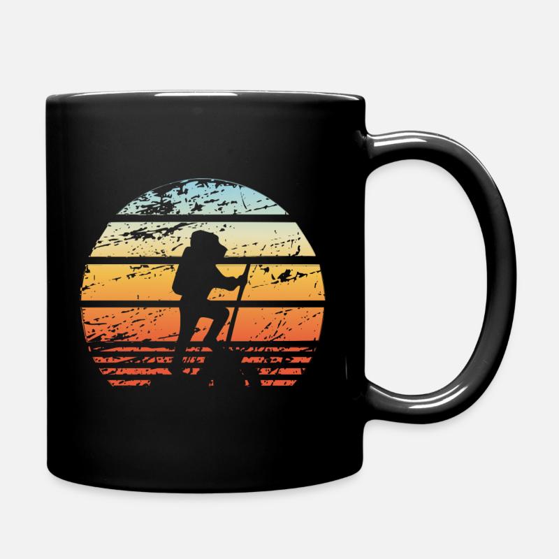 Wandern Klettern Campen Wanderer Vintage Retro - Tasse einfarbig - Schwarz