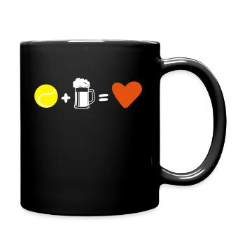 Tennis + beer = love - Full Colour Mug - black - Right