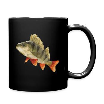 Barsch Angeln Polygon - Tasse einfarbig - Schwarz - Rechts