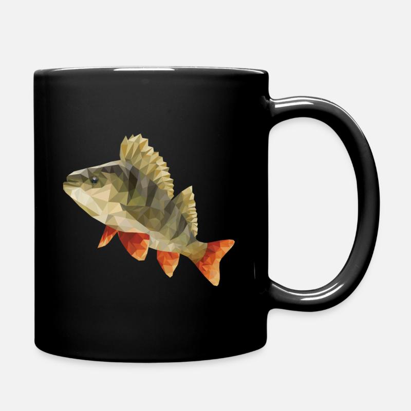 Perch fishing polygon - Full Colour Mug - black
