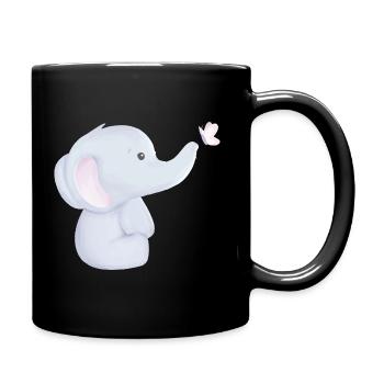 Petit dessin animé éléphant - Mug uni - noir - Droite