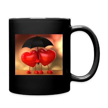 Twin Hearts Under Romantic Umbrella - Full Colour Mug - black - Right