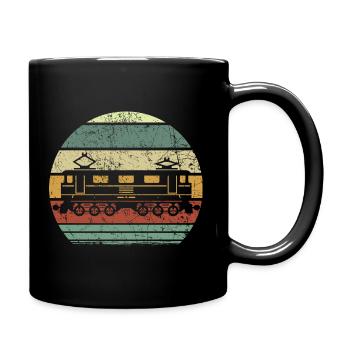 Retro railroad / tram - Full Colour Mug - black - Right