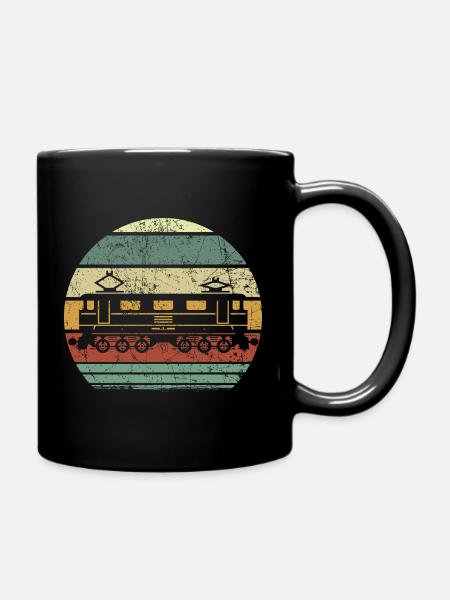 Retro railroad / tram - Full Colour Mug - black