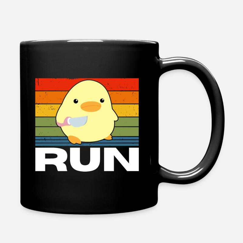 Renn Ente mit Messer Meme Lustiger Spruch Vintage - Tasse einfarbig - Schwarz