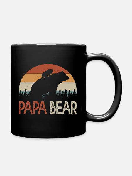 dad bear gift humor dad Dad's birthday - Full Colour Mug - black