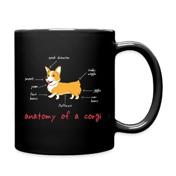 Corgi Lover Gift, Anatomie de Corgi - Mug uni - noir - Droite