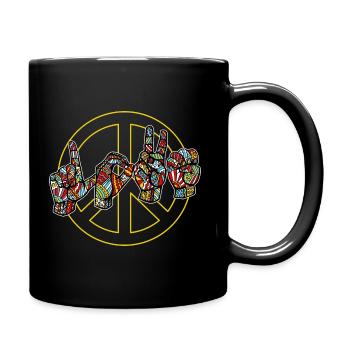 Love Peace - with sign language BACKPRINT - Full Colour Mug - black - Right