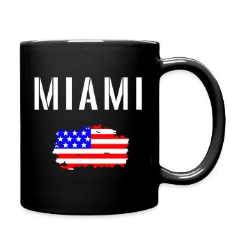 Miami Urlaub USA Flagge Reisen Amerika Florida - Tasse einfarbig - Schwarz - Rechts