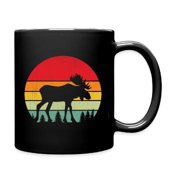 Camping Wald Skandinavien Urlaub Norwegen Elch - Tasse einfarbig - Schwarz - Rechts