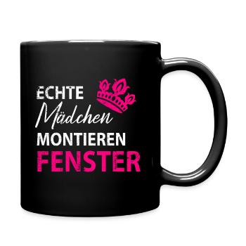 Fenstermonteurin Fenster Fensterbauerin Baustelle - Tasse einfarbig - Schwarz - Rechts
