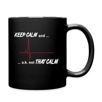 Keep Calm, Herzschlag, Rettungsdienst, Medizin, - Tasse einfarbig - Schwarz - Rechts