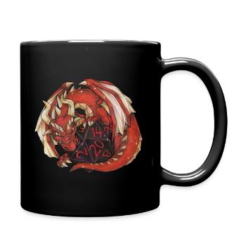 Drache Dragon mit D20 Würfel Dice Rollplay game - Tasse einfarbig - Schwarz - Rechts
