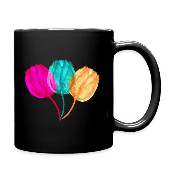ZAZdesign® Tulip T-shirt colorful & floral - Full Colour Mug - black - Right