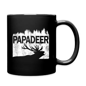 Papadeer Papa Dad Platzhirsch Vater Retro Vintage - Tasse einfarbig - Schwarz - Rechts