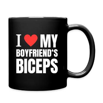 I love my boyfriend's biceps - Tasse einfarbig - Schwarz - Rechts