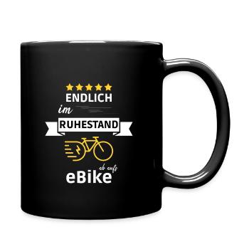 Rentner eBike Ruhestand Fahrrad - Tasse einfarbig - Schwarz - Rechts