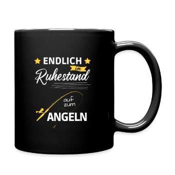Endlich im Ruhestand auf zum Angeln - Tasse einfarbig - Schwarz - Rechts