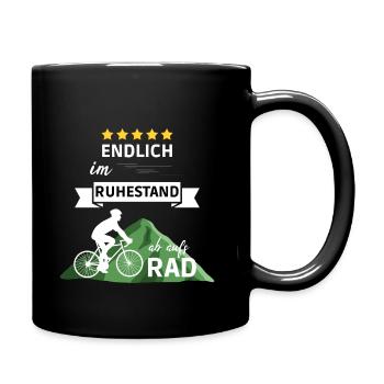 Endlich im Ruhestand ab aufs Rad - Tasse einfarbig - Schwarz - Rechts