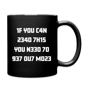 leetspeak leet read encrypted gamer 1337 - Full Colour Mug - black - Right