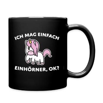 Einhorn Spruch Niedlich - Tasse einfarbig - Schwarz - Rechts
