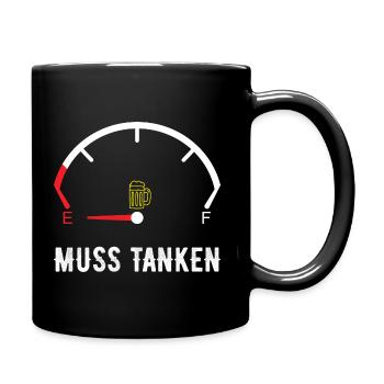 Bier Tanken - Tasse einfarbig - Schwarz - Rechts