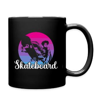 Vintage Retro Skateboard - Tasse einfarbig - Schwarz - Rechts