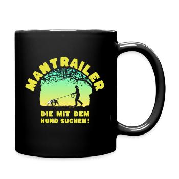 Mantrailer - looking for with the dog Mrs. Stafford - Full Colour Mug - black - Right