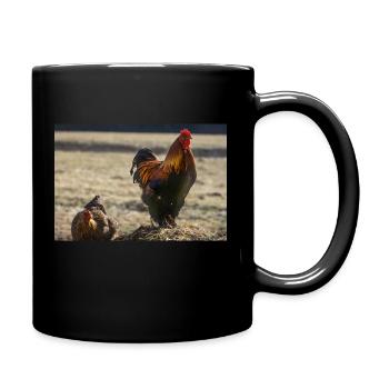 Henne auf dem Misthaufen - Tasse einfarbig - Schwarz - Rechts