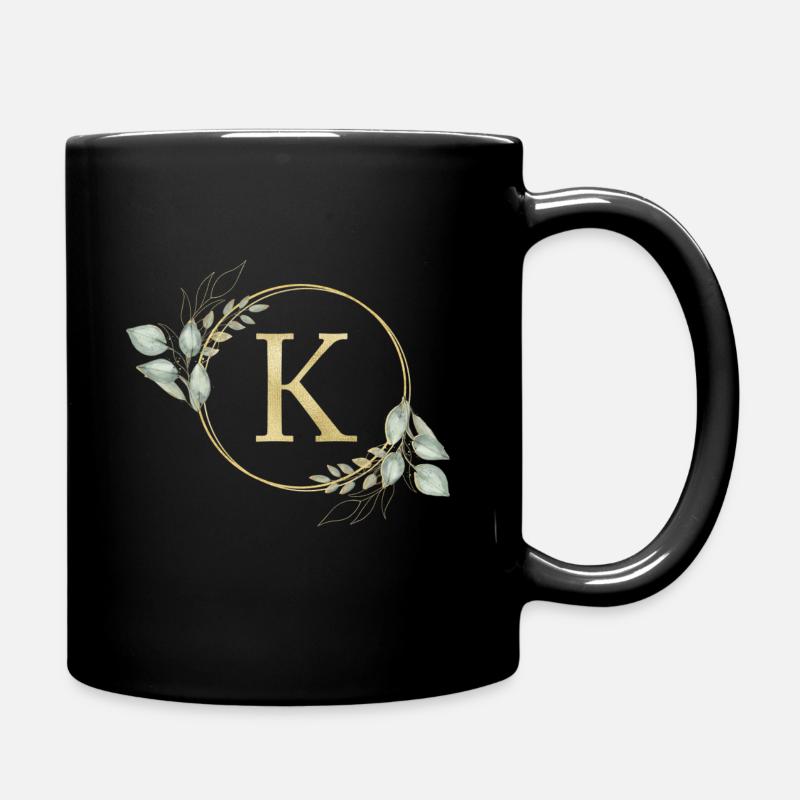 Personalisierbar Monogramm K - Tasse einfarbig - Schwarz