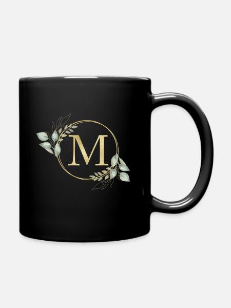 Customizable Monogram M - Full Colour Mug - black