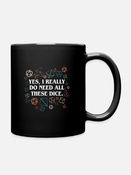 Retro Yes I Really Do Need All These Dice Tabletop - Full Colour Mug - black