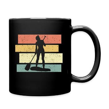 Paddleboard Frauen vintage retro - Tasse einfarbig - Schwarz - Rechts