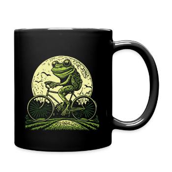 Cottagecore Frosch am Fahrrad - Tasse einfarbig - Schwarz - Rechts