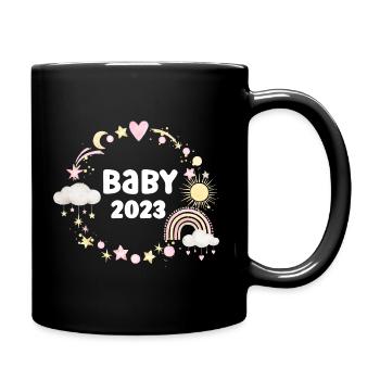 Baby 2023 Pregnancy announce baby birth - Full Colour Mug - black - Right
