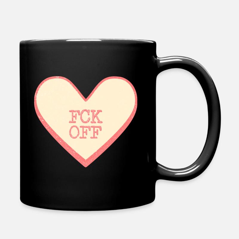 Fck off Fun Saying Sugar Heart Heart - Full Colour Mug - black