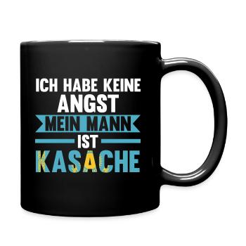 Ich habe keine Angst mein Mann ist Kasache - Tasse einfarbig - Schwarz - Rechts