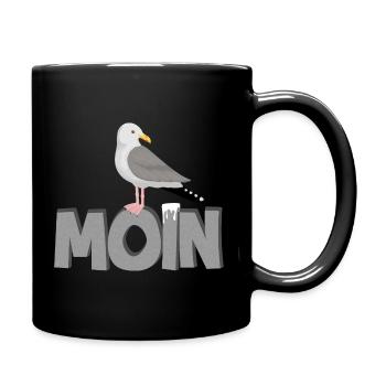 Moin Möwe Silbermöwe Meer Nordsee Ostsee Norden - Tasse einfarbig - Schwarz - Rechts