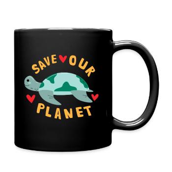 Save Our Planet Schildkröte Klimawandel Nachhaltig - Tasse einfarbig - Schwarz - Rechts