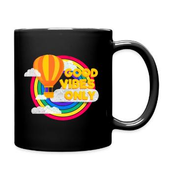 Ballon & Regenbogen (Good Vibes) - Tasse einfarbig - Schwarz - Rechts