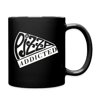 Pizza-süchtig - Tasse einfarbig - Schwarz - Rechts