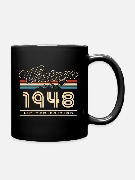 Vintage 1948 Jahrgang Retro 75 Geburtstag - Tasse einfarbig - Schwarz