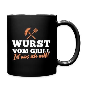 Wurst vom Grill ist was ich will - Tasse einfarbig - Schwarz - Rechts