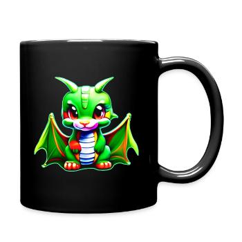 Effronté petit dragon fantaisiste vert mignon - Mug uni - noir - Droite