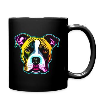 Niedliches Hund Porträt in bunt - Tasse einfarbig - Schwarz - Rechts