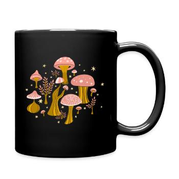 Zauberpilze bei Nacht - Tasse einfarbig - Schwarz - Rechts
